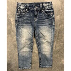 Miss Me Jeans Womens 26 Mid Rise Easy Crop Embellished Angel Wings Western